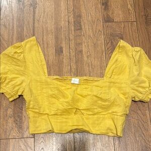 Altar'd State Yellow Puff Sleeve Crop Top